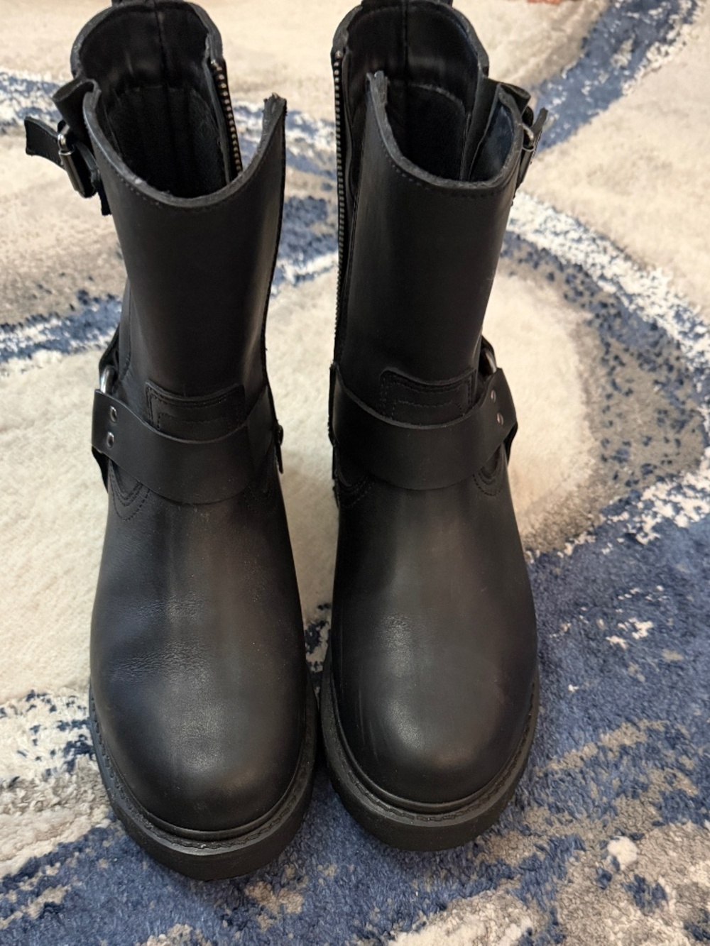 AdTec SturdiGear Men's Black Motorcycle Engineer Boots Size 8